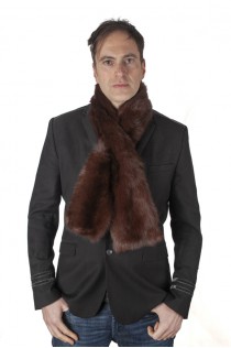 Dark brown sable fur scarf - fur on both sides - Unisex